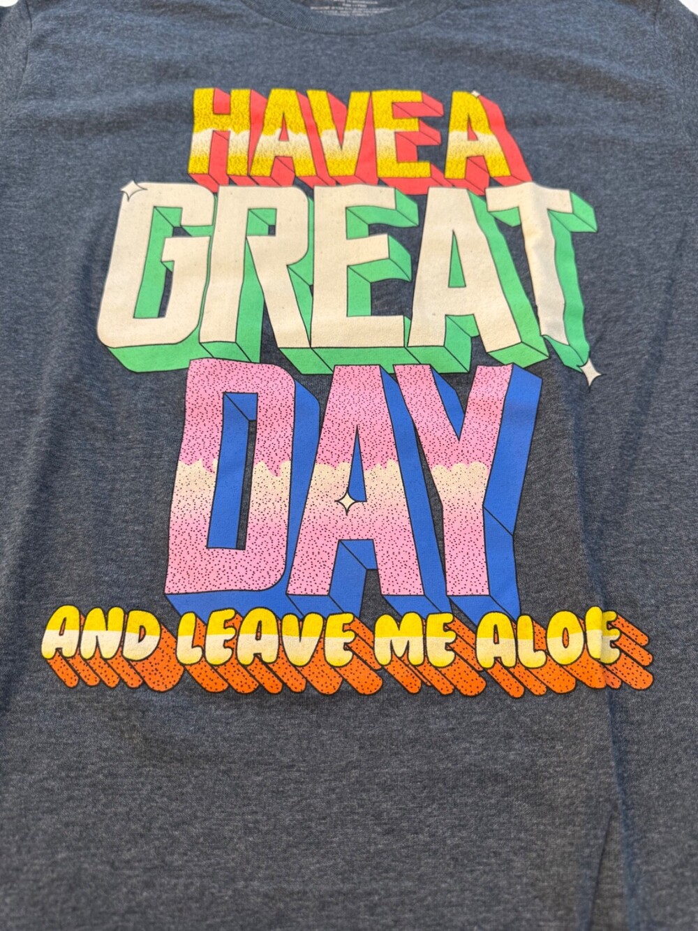 Have a Great Day And Leave Me Alone Graphic T Shirt Mens Size Small Gray NWOT